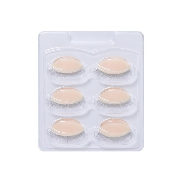Tapas de repuesto con pestañas uniformes de PVC blando 6 pares Pestañas finas y delgadas para entrenamiento básico Tapas de práctica rosa