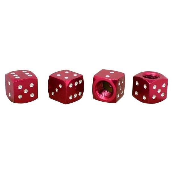 Tapas de válvula para jugar a los dados 4 uds. rojo