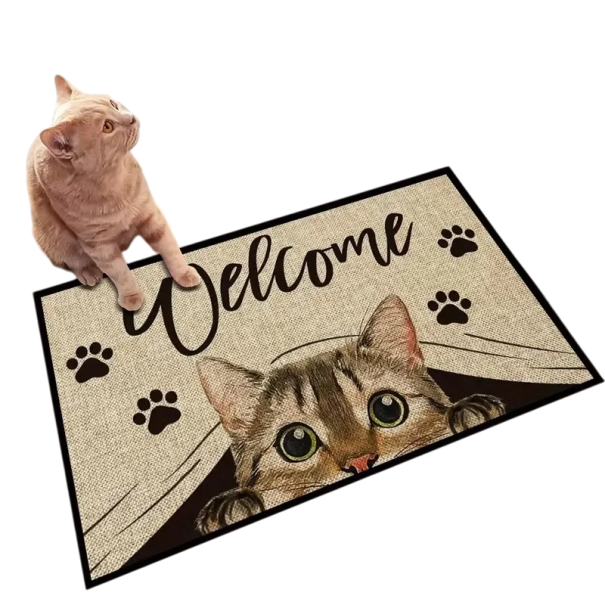 Tapete 60 x 40 cm Espessura 0,7 cm Motivo gatos Tapete reforçado Decorativo para casa Sala de estar Cozinha Casa de banho 1