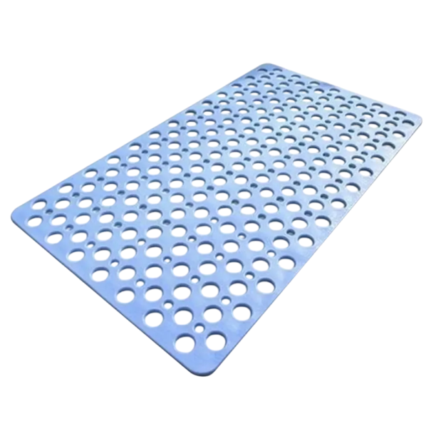 Tapete de casa de banho antideslizante 70x38 cm com ventosas e orifícios de drenagem Tapete de banho de fácil limpeza Acessórios de casa azul