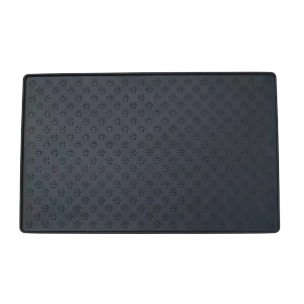 Tapete de silicone para tigelas de cães e gatos 60 x 40 cm Tapete antiderrapante à prova de água com borda elevada contra derrames de água e ração preto
