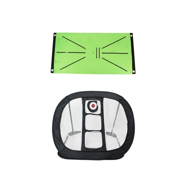 Tapis d'entraînement extérieur pour putting avec filet P3954 noir