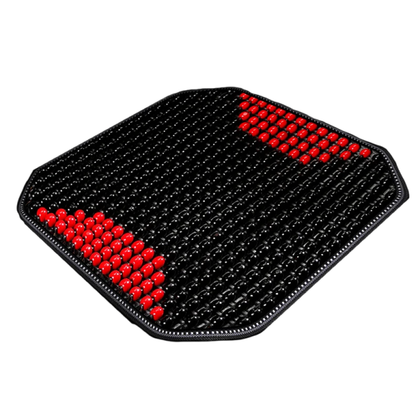 Tapis d'été pour siège de voiture avec perles en bois Housse respirante et rafraîchissante pour un voyage confortable Ventilation du siège Effet de massage rouge