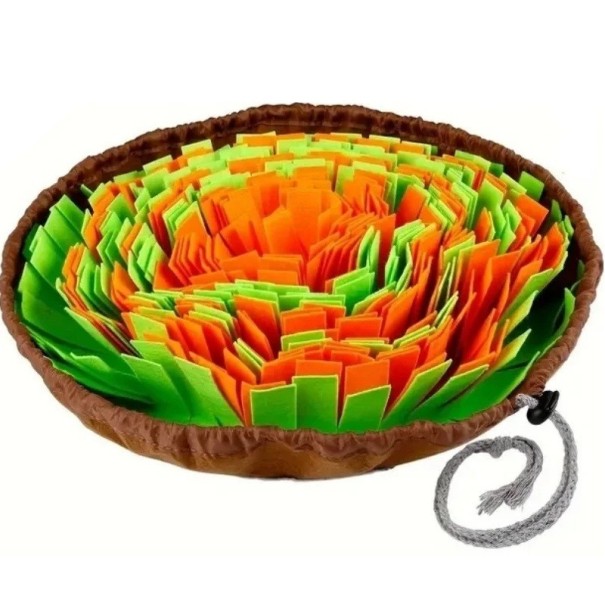 Tapis de fouille en feutre coloré pour chiens diamètre 40 cm jouet interactif pliable pour un repas lent et un entraînement à l'odorat vert
