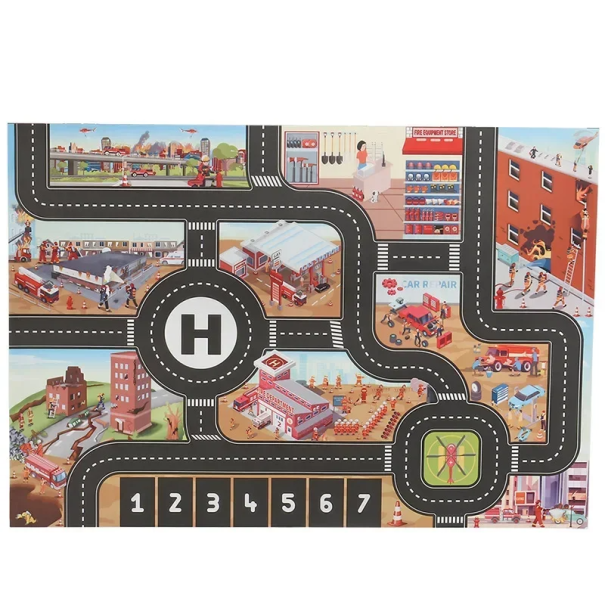 Tapis de jeu pour enfants 83x57 cm Tapis moelleux avec motif plan de ville Routes Parkings Panneaux de signalisation Tapis d’escalade Épaisseur 0,5–1 1