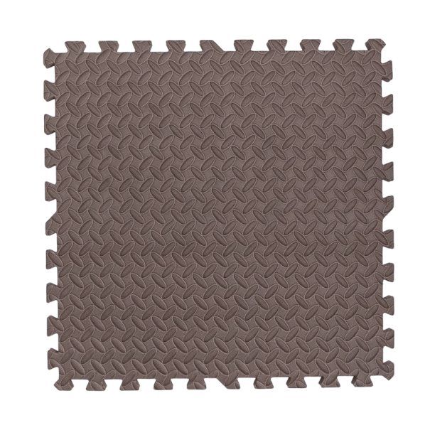 Tapis de sol en EVA 12 pcs 30 x 30 x 0,6 cm Dalles puzzle avec bord Waterproof mousse antidérapante pour l'exercice et les chambres d'enfants marron