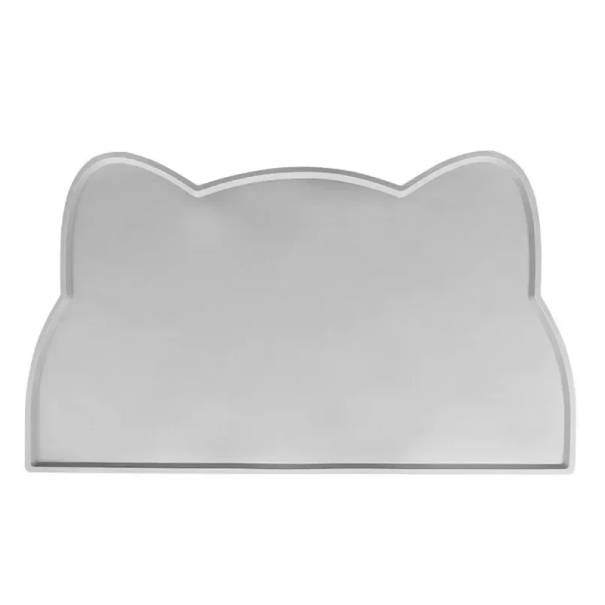 Tapis en silicone pour gamelles de chiens et de chats 46 x 25 cm Tapis étanche antidérapant avec bord surélevé pour un repas propre gris