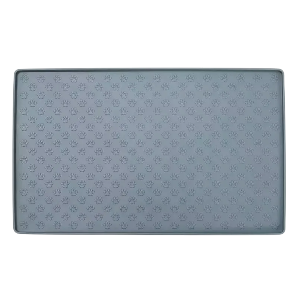 Tapis en silicone pour gamelles de chiens et de chats 60 x 80 cm Tapis imperméable antidérapant avec rebord surélevé contre les déversements gris foncé