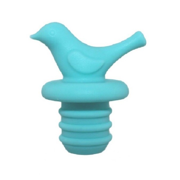 Tapón de vino con forma de pájaro azul claro
