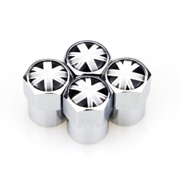 Tapones de válvula con bandera británica, 4 unidades blanco