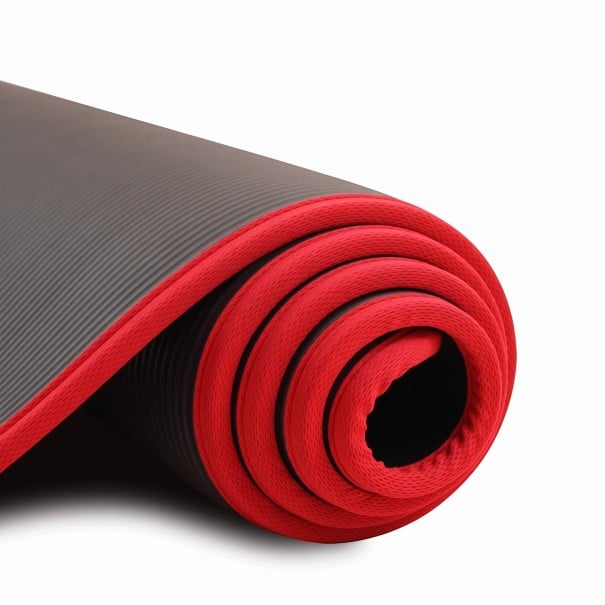 Tappetino spesso per esercizi 183 x 61 cm spessore 10 mm con superficie rigata e bordi rifiniti per pilates yoga stretching e allenamento a casa nero