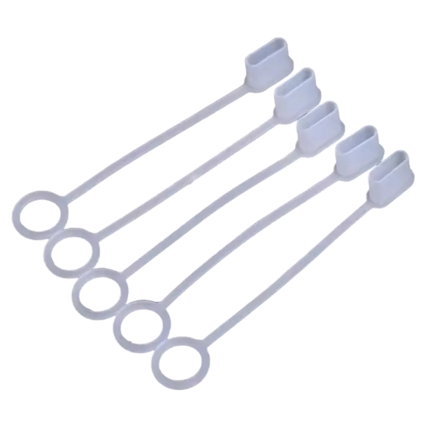 Tappi di silicone antipolvere con cordino per USB tipo C 5 pezzi Copertura trasparente per porta dati Protezione contro la polvere Copertura per cavo Resistente alla perdita 1