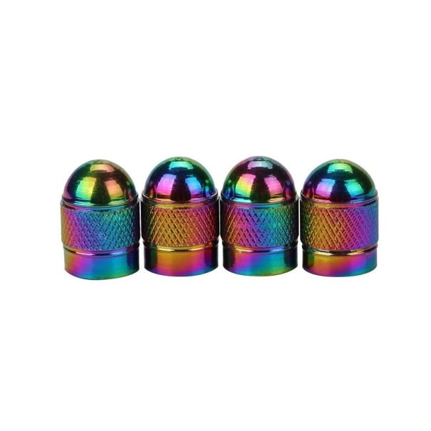 Tappi in alluminio per valvole pneumatici 4 pz Superficie iridescente lucida con sfumature di colore Leggero design in metallo Accessorio decorativo 4
