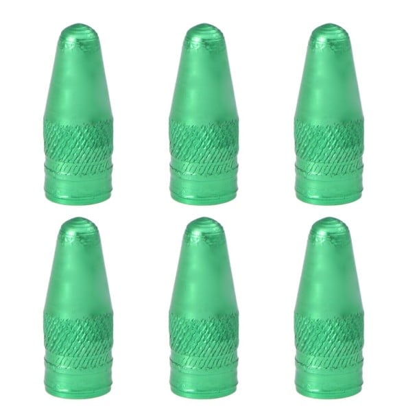 Tappi per valvole pneumatiche in lega metallica 6 pz Forma conica snella con punta arrotondata Impugnatura zigrinata nella parte inferiore verde