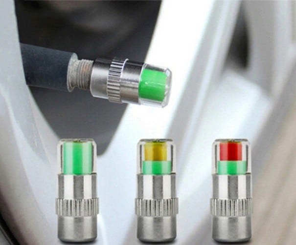 Tappi valvola con indicatore di pressione per pneumatici auto 4 pz Segnalazione colorata nel tappo trasparente Controllo della pressione a colpo 2