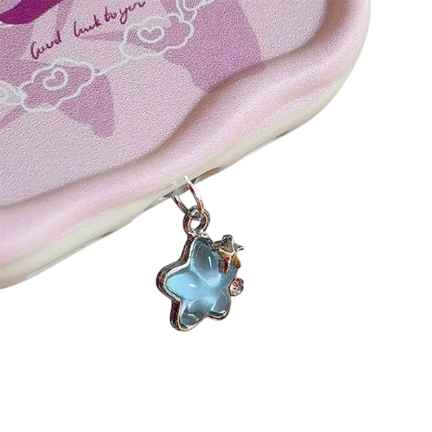 Tappo a stella per porta di ricarica per Android Copertura antipolvere carina con ciondolo Accessorio decorativo per telefono blu