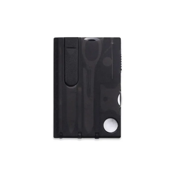 Tarjeta de herramientas multifuncional de 8,3 x 5,5 cm, tarjeta de supervivencia para billetera, ABS y acero inoxidable, equipo para exteriores, camping negro