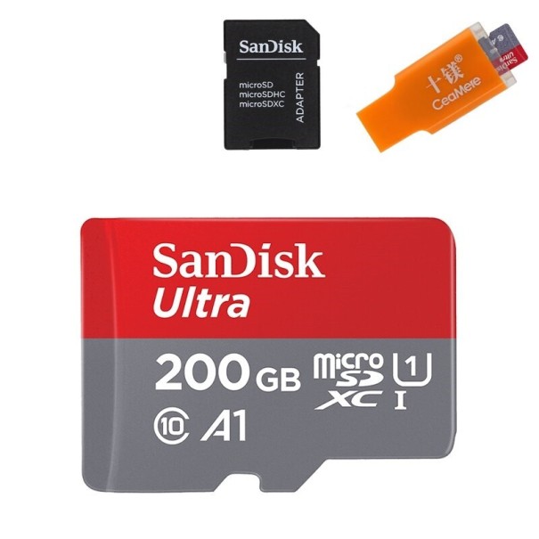 Tarjeta de memoria micro SDHC/SDXC con adaptador y lector 200GB