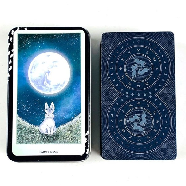 Tarotkort klassisk spådomskortlek 78 kort 11 x 6,5 cm plåtlåda illustrerade kort för tarotutlägg och spådom 1