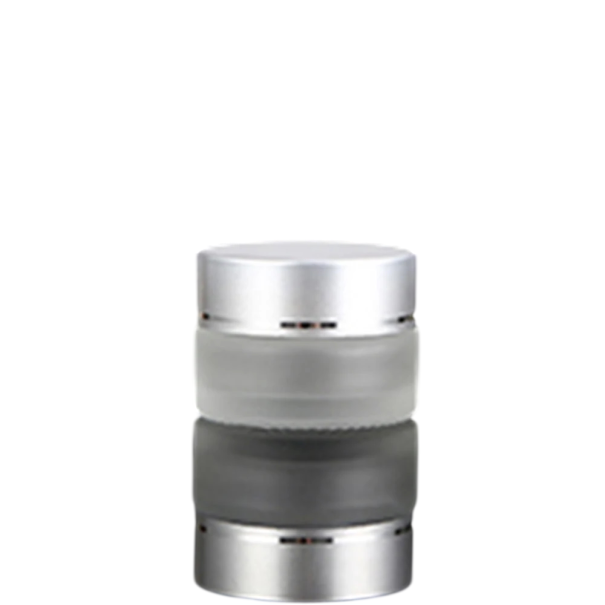 Tarro cosmético recargable 5 g Vidrio mate con alta resistencia térmica plateado transparente Envase para crema bálsamo ungüento 1