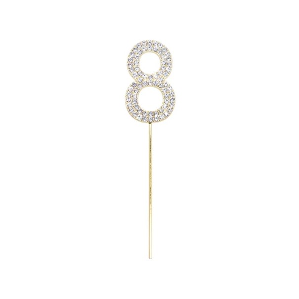 Tårtdekoration med siffror 0-9, guldglitter, 10,5 cm, årsdag, födelsedagsfest, tårtdekoration, 1 st beroende på variant 8