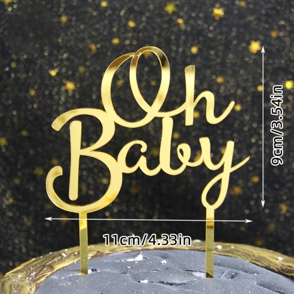 Tårtdekoration med snygg inskription för baby 11 x 9 cm Tårtdekoration med dubbel stift Tårtdekoration med inskription guld
