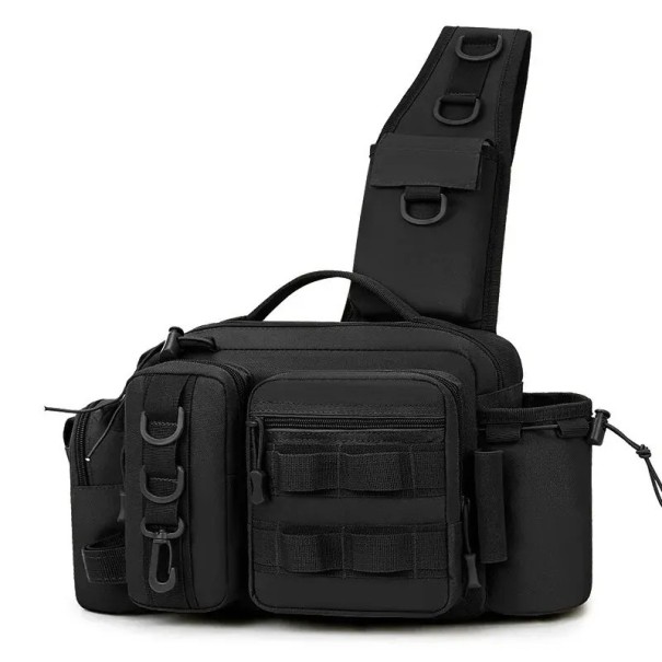 Taška cez rameno na rybárske náčinie 38 x 19 x 14 cm Vodeodolná rybárska taška Prenosná taška na vybavenie Úložný priestor pre rybárov Organizér na náčinie čierna