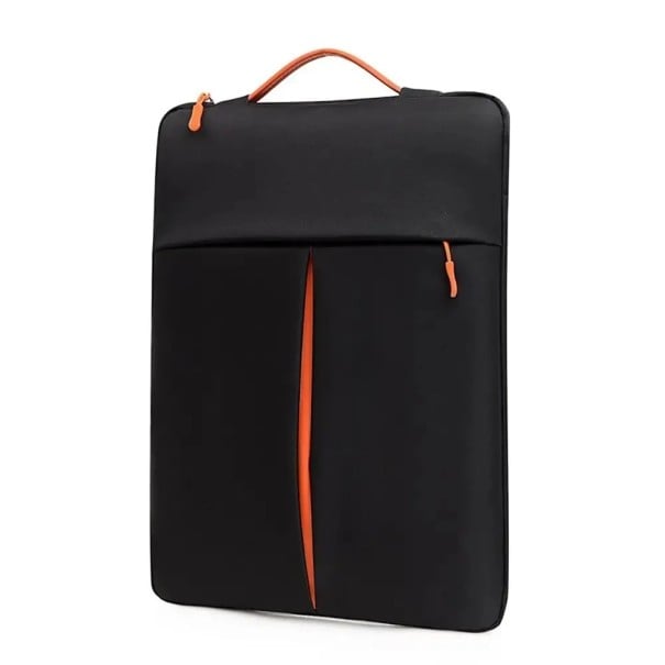 Taška na notebook 11 až 12 palců 31 x 21 cm s uchem na přenášení a přední kapsou na zip pro tablet i drobné příslušenství do batohu černá