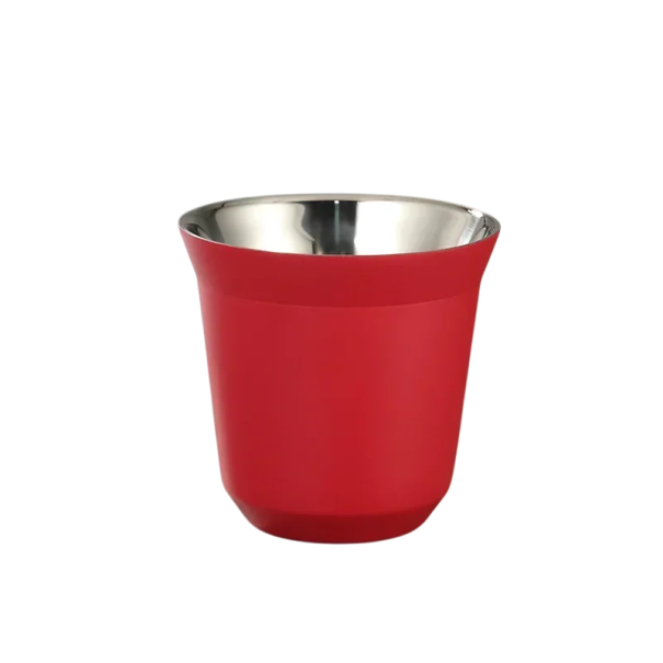 Tasse isolante 80 ml en acier inoxydable 304 Tasse à espresso résistante à double paroi Café Thé Mini tasse 6 x 4,2 cm Design de voyage rouge