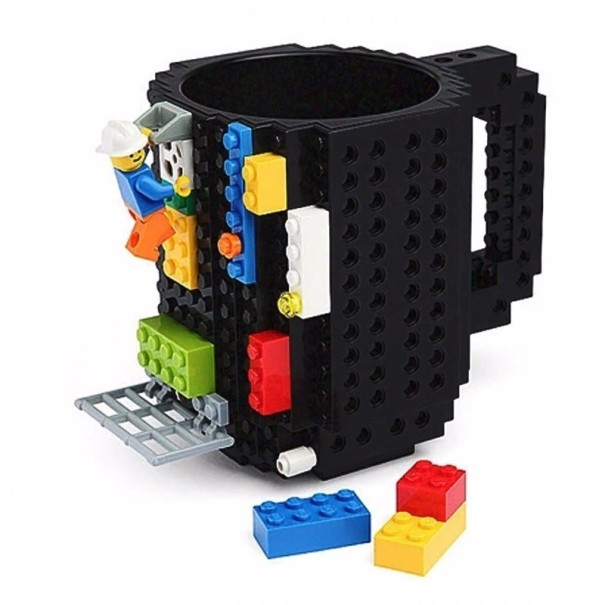 Tasse pour enfants en forme de blocs de construction J2526 noir