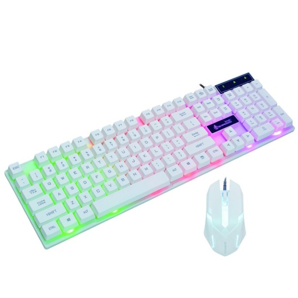 Tastatură de joc retroiluminată cu mouse K359 alb