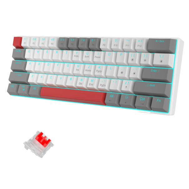 Tastatură pentru jocuri cu iluminare de fundal albastră Tastatură iluminată din spate Tastatură cu interfață USB-C roșu