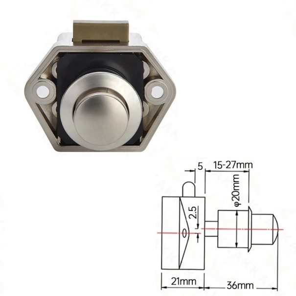 Tastenschloss für Möbel 20 mm für Türen 15–27 mm Zinklegierung Wohnmobil Schloss gegen Öffnen für Schränke und Türen Pearl Grey