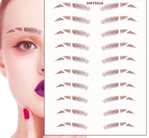 Tatouages décoratifs étanches pour les sourcils 10 paires avec découpes décoratives dans des nuances de brun pour femmes et hommes avec différentes 2