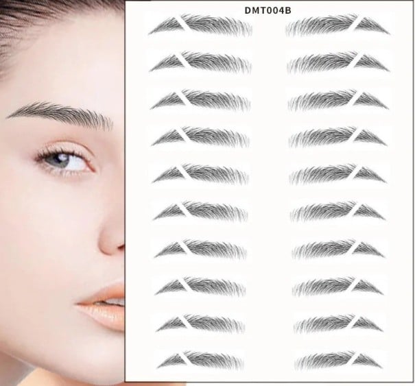 Tatouages décoratifs imperméables pour les sourcils 10 paires avec des découpes décoratives en teintes noires pour femmes et hommes avec différentes 4