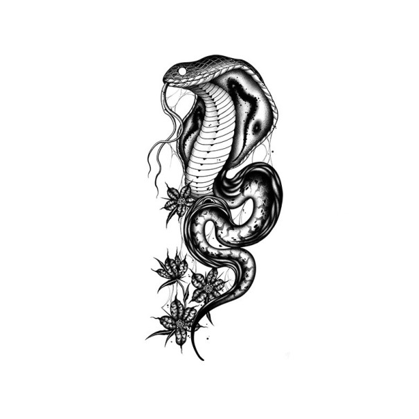 Tatuagem temporária com motivo de cobra 19 x 9,6 cm Linhas finas Tatuagem à prova d'água Duração até 15 dias Design estiloso Adorno corporal para homens e mulheres 1
