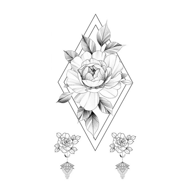 Tatuaggio temporaneo impermeabile 9,6 x 19 cm Motivo floreale delicato Decorazione per il corpo femminile Tatuaggio adesivo per la pelle Design elegante 1