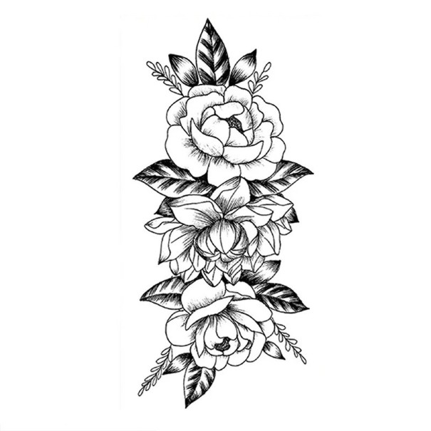 Tatuaggio temporaneo impermeabile 9,6 x 19 cm Motivo floreale delicato Decorazione per il corpo femminile Tatuaggio adesivo sulla pelle Design elegante 1
