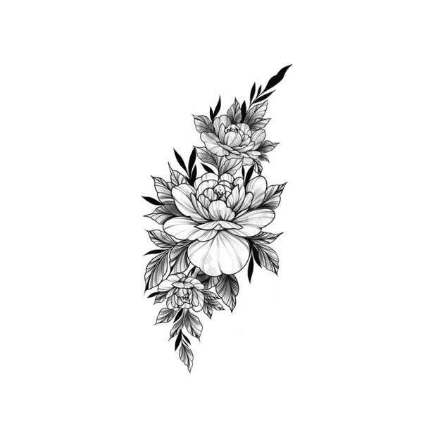 Tatuaggio temporaneo impermeabile 9,6 x 19 cm Motivo floreale delicato Tatuaggio adesivo romantico Decorazione corporea elegante Applicazione facile 1