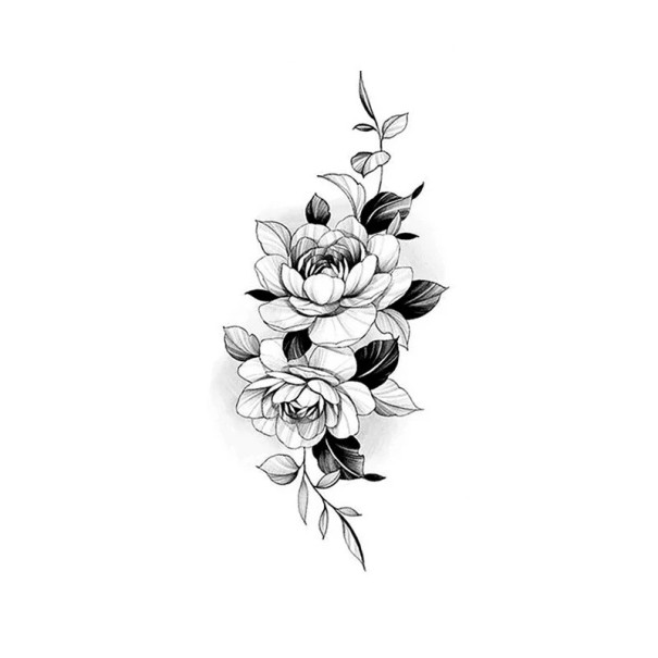 Tatuaggio temporaneo impermeabile 9,6 x 19 cm Motivo floreale delicato Tatuaggio adesivo romantico Decorazione corporea elegante Facile applicazione 1