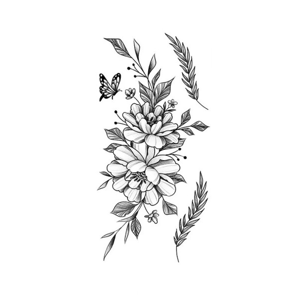 Tatuaggio temporaneo impermeabile 9,6 x 19 cm Motivo floreale delicato Tatuaggio adesivo romantico Decorazione per il corpo elegante Facile applicazione 1