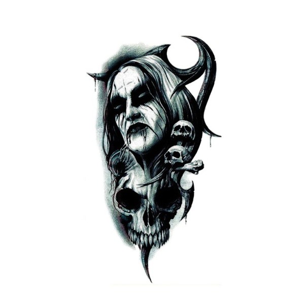 Tatuaggio temporaneo impermeabile scuro 11,5 x 21 cm Demoni Motivo horror realistico Durata fino a 15 giorni Applicazione facile Tatuaggio per il corpo 1