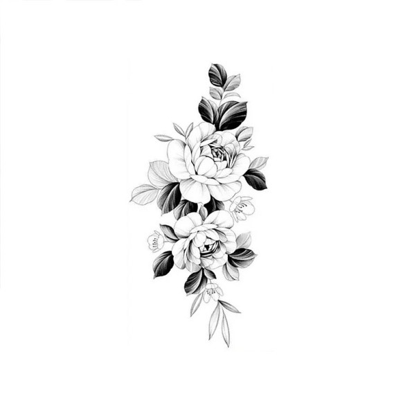 Tatuaj temporar rezistent la apă 9,6 x 19 cm Model de flori delicat Decorație corporală pentru femei Tatuaj adeziv pe piele Design elegant 1