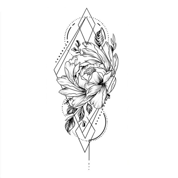 Tatuaj temporar rezistent la apă 9,6 x 19 cm Model de flori delicat Decorație corporală pentru femei Tatuaj adeziv pe piele Design elegant 1