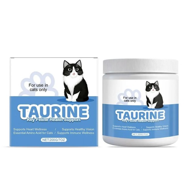 Taurine for Cats 200 g Essential Amino Acid for Feline Diet Supplement to Daily Feed Jar with Screw Cap 1
