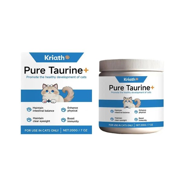Taurine for Cats in a 200 g Can Dietary Supplement Only for Cats Amino Acid for Daily Feeding Can with a Wide Neck and Lid 1