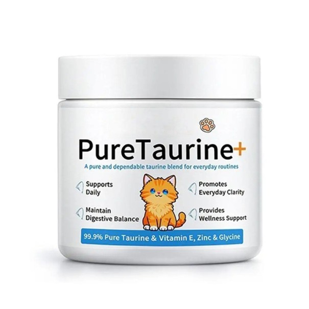 Taurine for Cats Powder with up to 99.9% Pure Taurine 200 g Pack Supplemented with Vitamin E, Zinc and Glycine Easy to Mix with Food 1