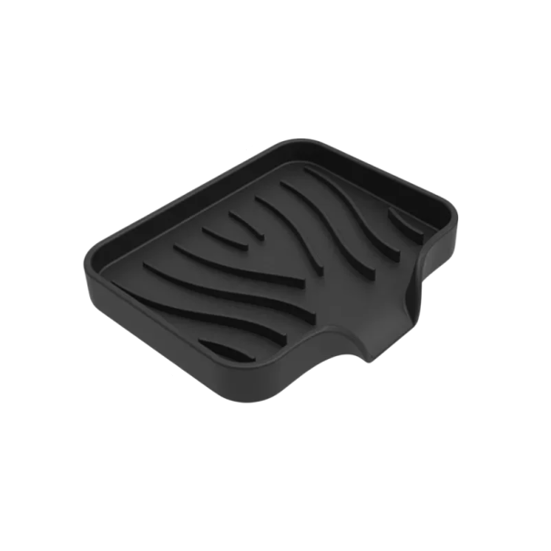 Tavă de scurgere a săpunului din silicon, 10x12 cm, auto-drenaj, suport pentru chiuvetă împotriva acumulării de apă, accesorii pentru baie negru