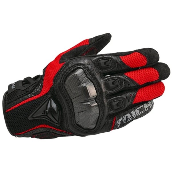 Tavaszi és őszi bőr motoros kesztyűk 391 Lélegző férfi unisex kültéri motoros kesztyű Motocross Guantes Moto fekete piros M