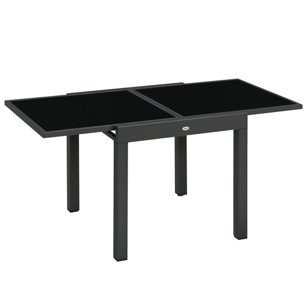 Tavolo da giardino allungabile con piano in vetro 80-160 x 80 x 75 cm Alluminio e vetro temperato Grigio scuro Per 4 a 6 persone Per terrazza 1